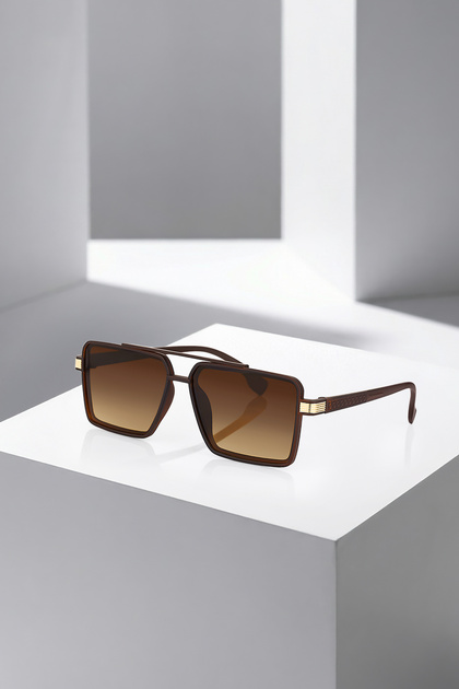 Uv400 Protection Gradient Men's Sunglasses Matte Brown Gold Color Plg-2135C2
