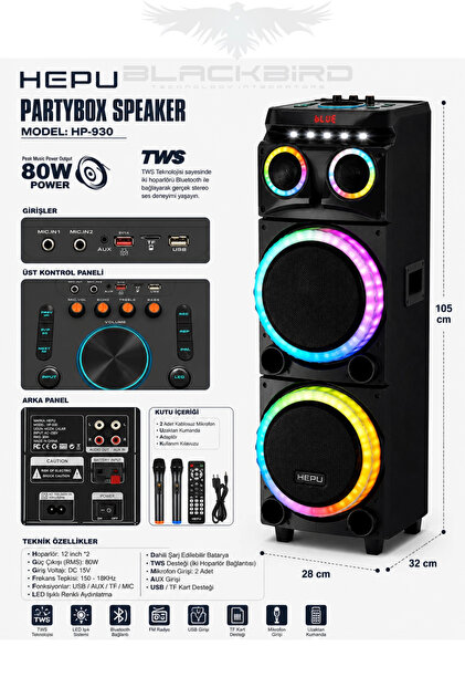 Blackbird Game Center Hepu HP-930 Partybox Bluetooth Hoparlör