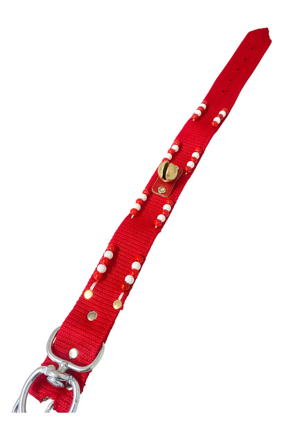 Palaska Zilli Kangal Dog Collar Special Weaving 5 cm Width Red White Beaded