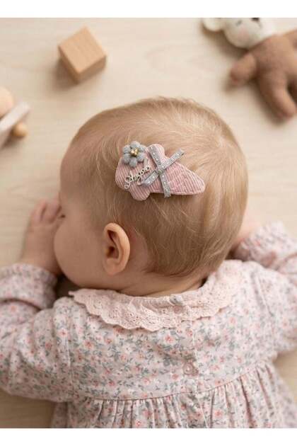 Powder Pink Stone Detailed Ice Cream Figured Hairless Baby Clip for Babies