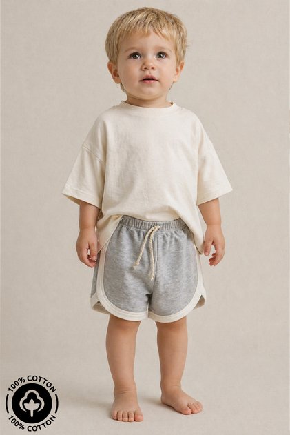 Unisex 100% Cotton Baby Kids Summer Shorts with Lacing Detail
