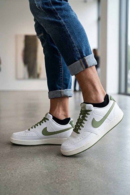 Nike Court Vision Low Erkek Beyaz Spor Ayakkabı - Zeytin Yeşili