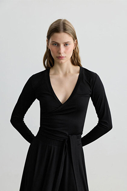 Black Tie-Up Short Kimono