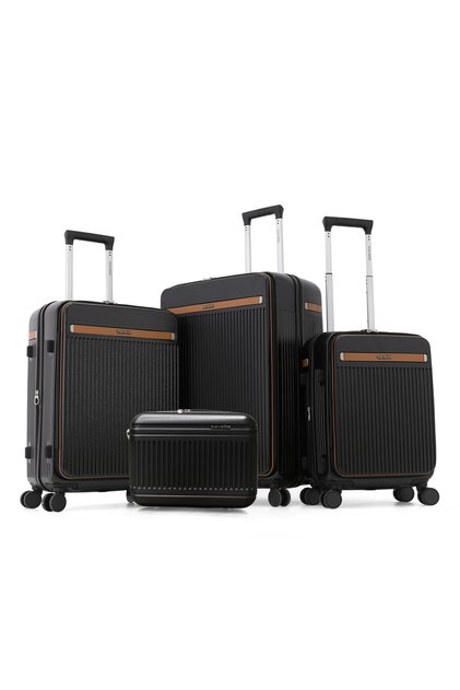 4-Piece Hardside Luggage Set 28” Large, 24” Medium, 20” Carry-On + Makeup Bag, Polycarbonate (PC) Suitcases with 4 Spinner Wheels, TSA Lock, Lightweight Travel Trolley Set
