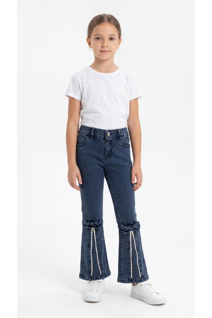 Zipper Detailed Girls' Jeans