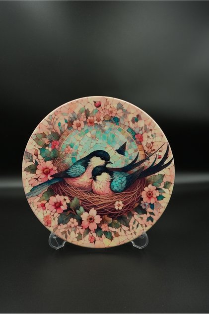 El Yapımı Dekoratif Döküm Duvar Tabağı - Rustik ve Vintage Duvar Dekoru - [Kuş Seri]