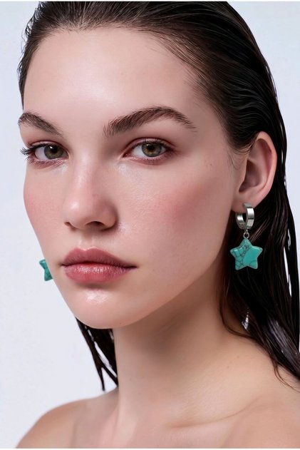 "Turquoise" Natural Stone Steel Tip Luxury Earrings