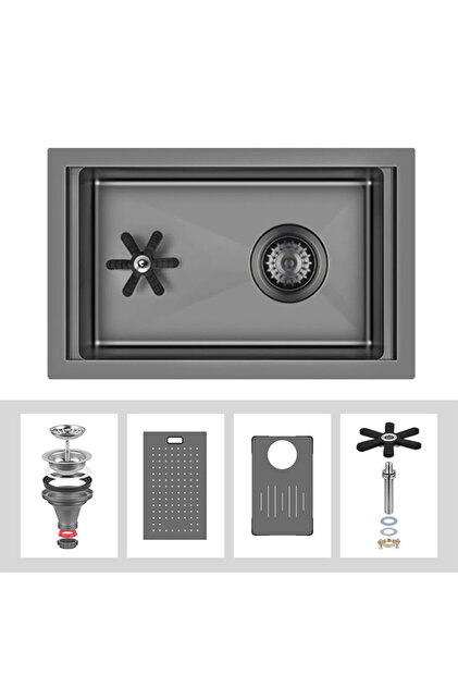 Coffee bar sink with rinser 45X30 nano Black