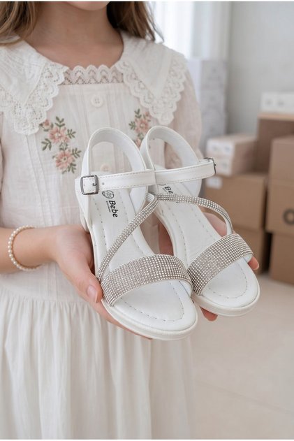 Children's Young Girls Orthopedic Stylish Comfort Model Anatomical Comfortable Sole Stone Detailed Short Heeled Daily Wear