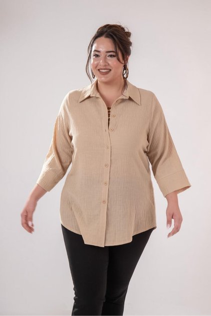 Women's Plus Size Three-Quarter Sleeve Shirt