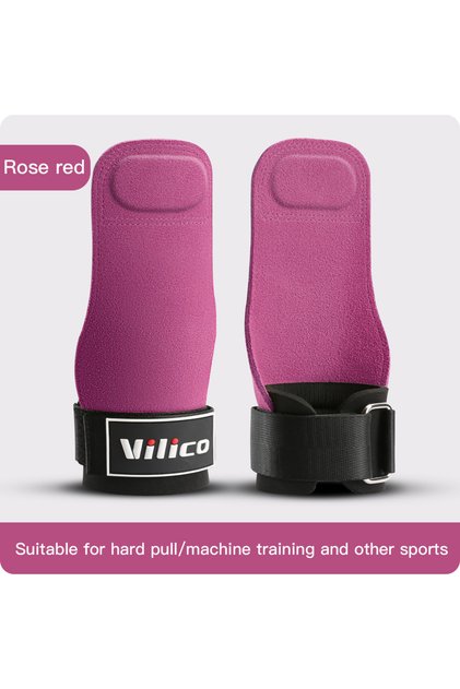 A0138-RR Cowhide Gym Gloves Grips Anti-Skid Weight Power Belt Lifting Pads Deadlift Workout Crossfit