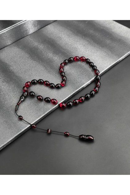 A Series Master Signed Special Color Fire Amber Rosary with Systematic Tassel for Stunning Effect