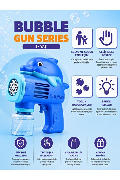 a v d a Dolphin Bubble Gun Işıklı Ve Pilli Otomatik Baloncuk Köpük