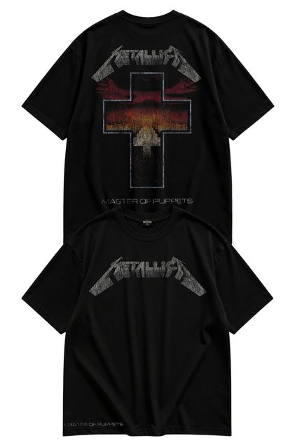 Unisex Metallica Master of Puppets T-Shirt with Printed Back and Detail, Oversized Rock Band Themed Tshirt