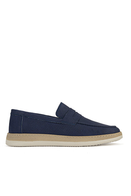 , Men's Genuine Leather Casual Shoes 161423Z34 Navy Blue