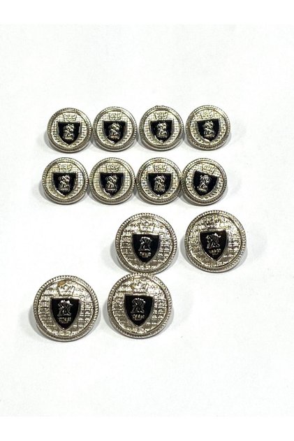 Blazer Ceket Düğmesi Takım /Metal Düğmedir 4+8 Set / Gümüş Siyah Mineli