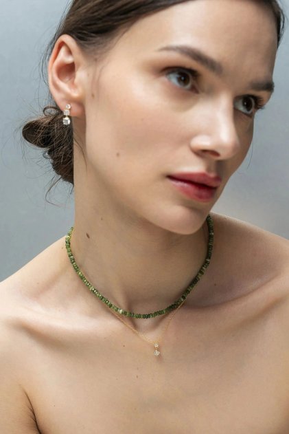 Colier Argint Emerald Crystals Argint placat cu rodiu / Smarald / Verde