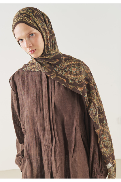 Ethnic Touch Desen Soft Viskon Şal Acı Kahve