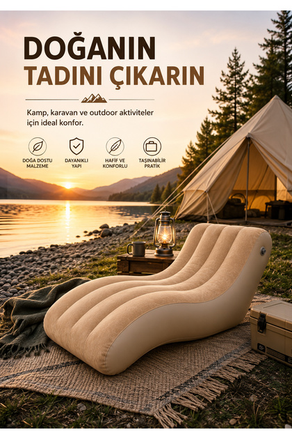 Dahili Pompalı Kendi Kendine Şişen Şişme Şezlong