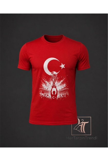 Turkey Moon Star World Cup Themed Red Slim Fit Men's T-Shirt Fan Collection