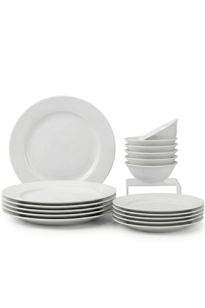 18 Pcs Opal ware Dinner set 6 Dinner plate, 6 Dessert plate, 6 Bowls Dishwasher Microwave Freezer safe BPA Free Heat resistance