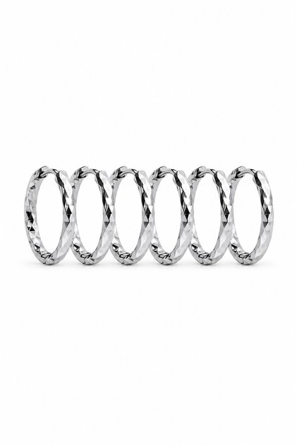 Women's White Color Laser Cut Steel Hoop Earring Set (3 Pairs / 6 Pieces)