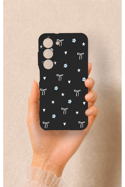 Samsung S23 Compatible Mini Bow Black Patterned Silicone Case