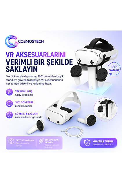 cosmostech VR Stand Şarj Dock RGB Işıklı Stand | Meta Quest 3S