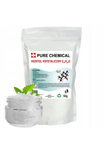 Cristale De Mentol, Pure Chemical, 50G, Puritate 99.9% Pentru Sauna, Efect Racoritor