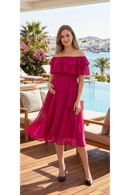 Women's Ruffle Collar Chiffon Dress