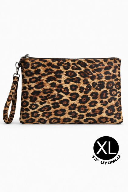Leopard Patterned Sponge 13Inch Tablet Bag