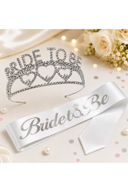 Bride to Be Crown and Sash Set Bachelorette Party Bridal Crown Sash