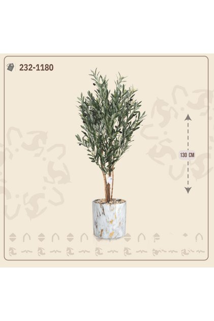 عرض شجرة زيتون صناعية حوض بلاستيك { ارتفاع 130 سم }