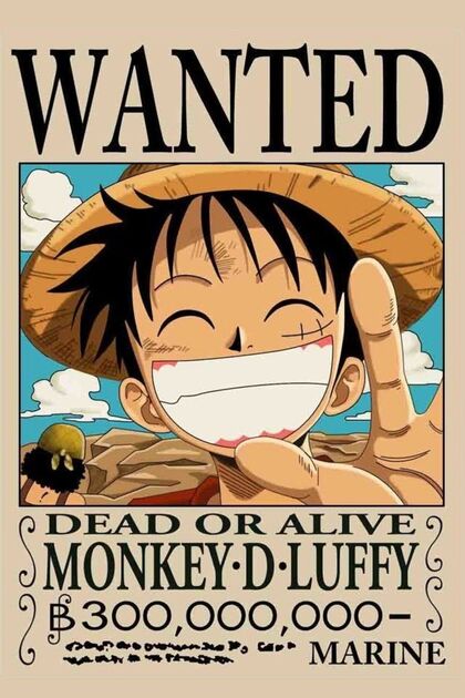 One Piece Monkey D. Luffy Wanted Ödül Afişi Dijital Baskı Kağıt Poster
