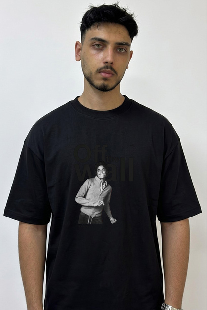 Michael Jackson_2 Design Printed Oversize Black T-Shirt