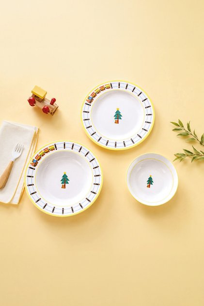 Cheerful Rails 3 Piece Porcelain Food Set