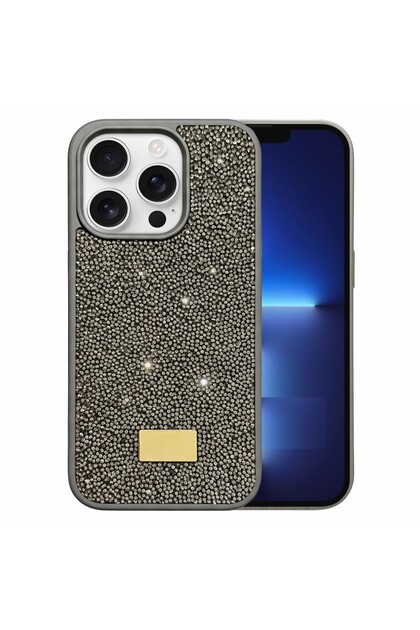 Apple iPhone 15 Pro Max Case with Silicone Edges and Shiny Lux Diamond Cover