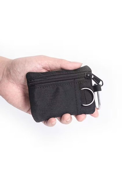 black Mini Coin Purse, Zipper Key Bag, Canvas Zipper Sports Storage Bag, Small Hanging Bag, Card Hol