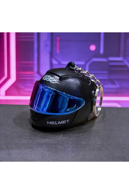 Style-5 Cool Motorcycle Helmet Keychain with Light Creative Mini Helmet Key Chain for Bags, Keys, Ni