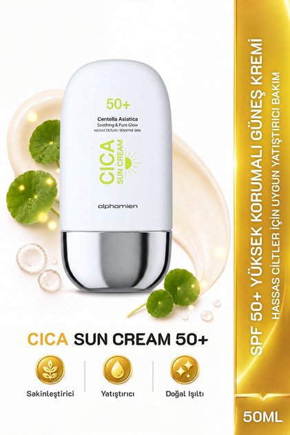 Cica Sun Cream Centella Asiatica / Hassas Ciltlere Özel SPF50+ PA+++++ UVA/UVB 50ml