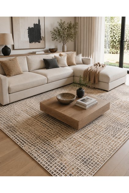 Carpet Rug – Size 240 x 300 cm – 7.84 x9.84 ft | Modern Mosaic- Multi Color | Ideal Carpet for Living Room, Bedroom, Office, Hallway.