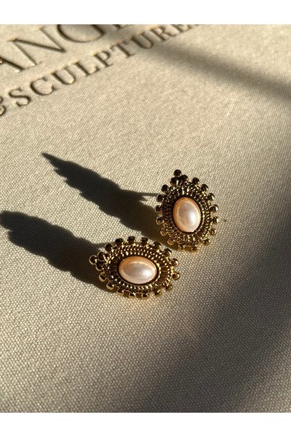 Gold(Altın) Renk Vintage Desenli Küpe