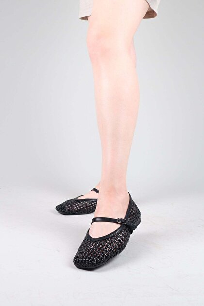 Solenzo Knitted Ballerina Flats Black