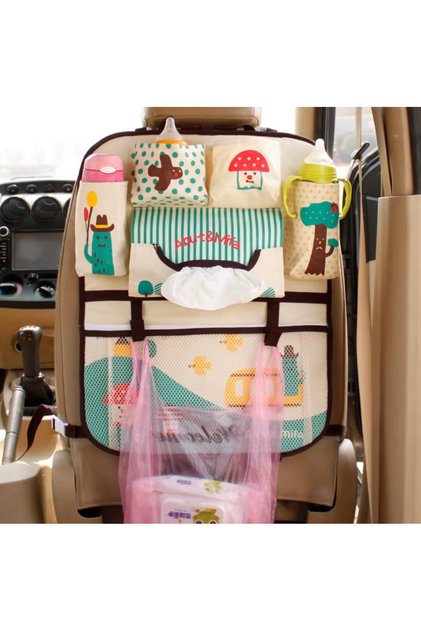 Baby and Child Car Seat Back Organizer Bag – Multi-Compartment Car Organizer, with Toy and Bottle Storage Sections, Waterproof Car Organizer for Travel