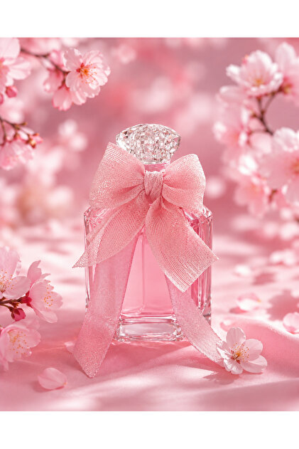 Sakura Esintisi Japon Kiraz Çiçeği Kolonyası 50 cc | Hediyelik Cam Şişe | Fuşya, Pembe ve Mor Kurdele Seçenekli Özel Tasarım