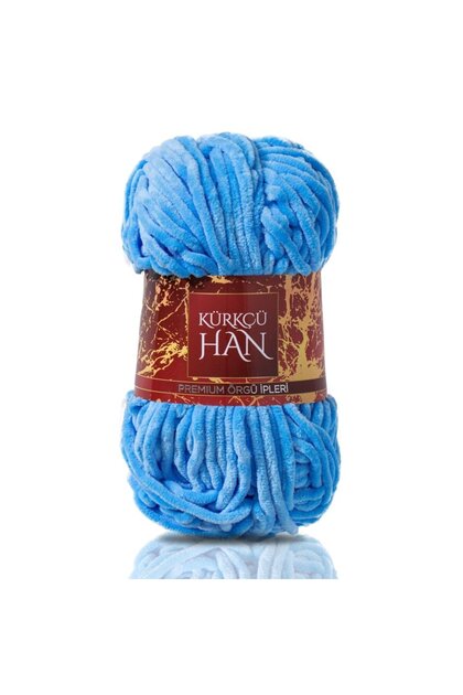 Kadife Örgü İpi 50gr %100 Polyester Yumuşak Pofuduk Deniz Mavisi