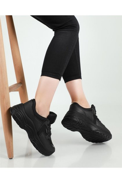 Women's Black Anorak High Comfortable Light Sole Daily Walking Sports Shoes