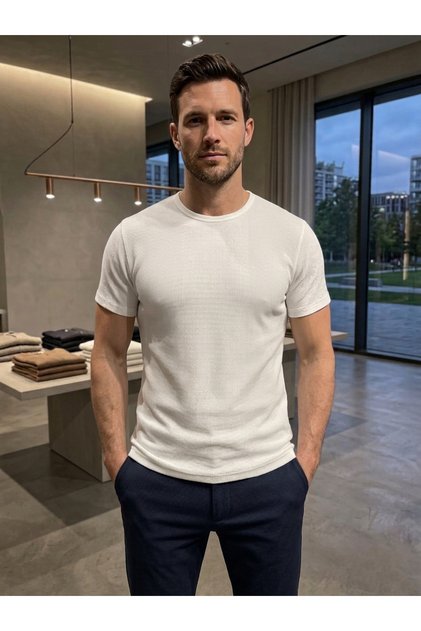 White Waffle T-Shirt - Comfortable and Stylish Design