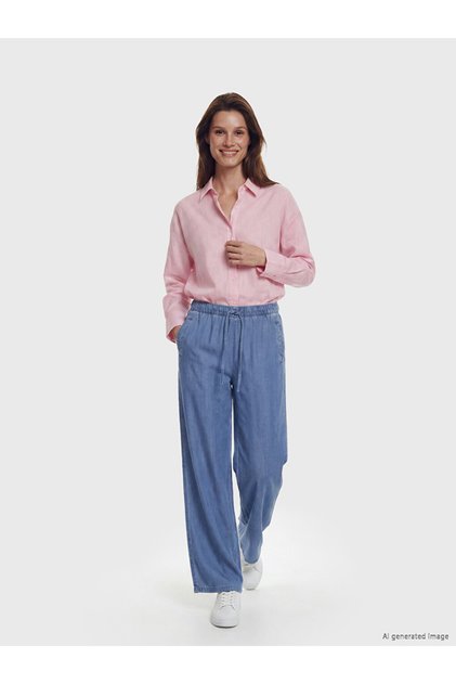 Elastic Waist Wideleg Women's Jeans