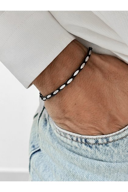Silver and Black Steel Men's Bracelet Frj10182A-J 2 Year Warranty Gift Boxed